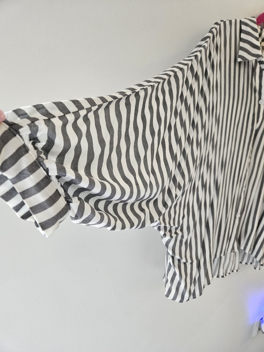 JODIFL Black and White Vertical Stripe Button-Down Shirt - Picture 2 of 6